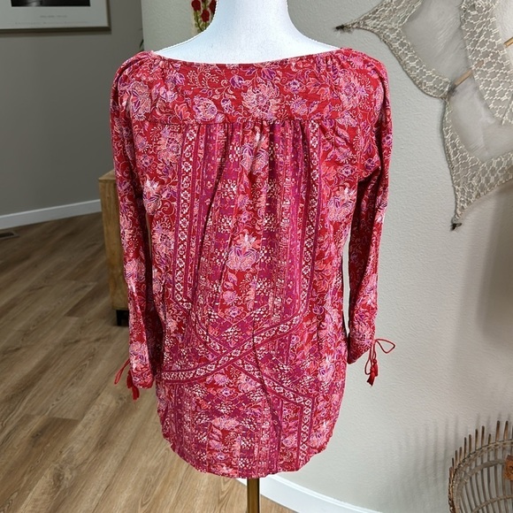 Lucky Brand Red pink white Floral Blouse - Picture 2 of 10